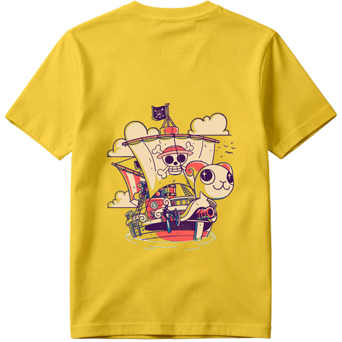 Pirate Ship with Cat and Skull Captain - Tee