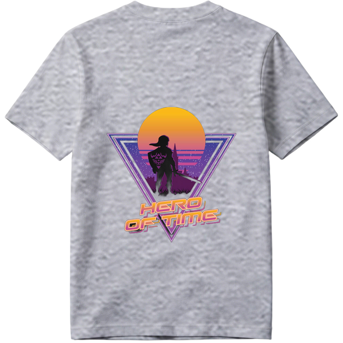 Hero of Time: Link Silhouette in Retro Sunset Scene - Tee