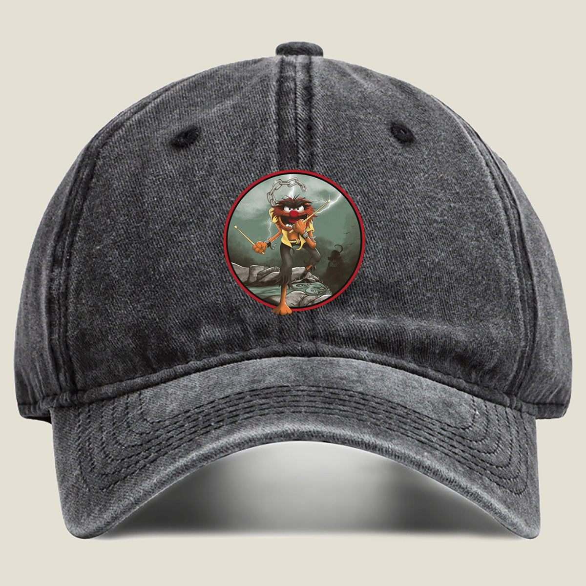 Iron Mayhem: The Drummer - Animal from The Muppets - Washed Denim - Baseball Cap