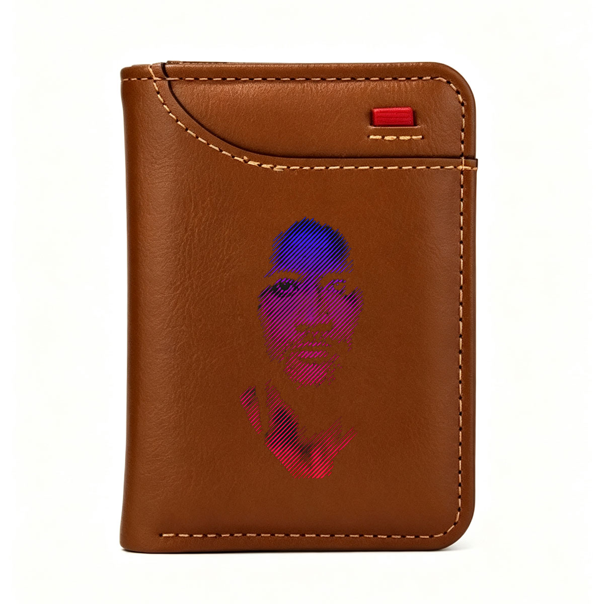 Abstract Portrait of a Man with Purple and Pink Gradient Lines - Vertical Style Wallet