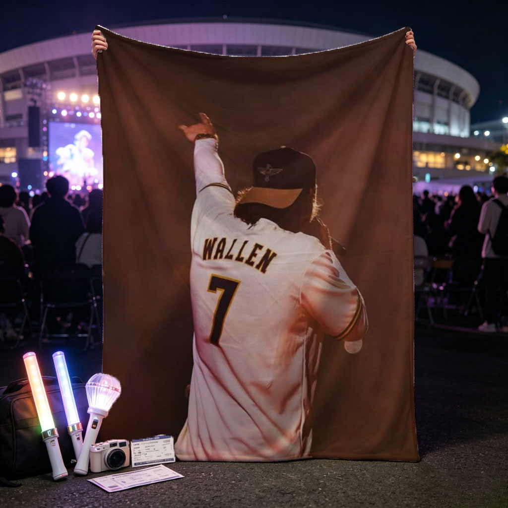 Morgan Wallen Live Performance Pointing to the Crowd in a White Jersey with Number 7 - Blankets