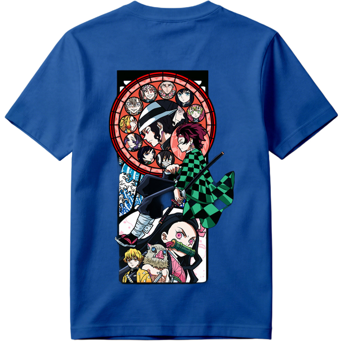 Demon Slayer: Kimetsu no Yaiba - Tanjiro, Zenitsu, Inosuke, and Hashira Characters in Stained Glass Art Style - Tee