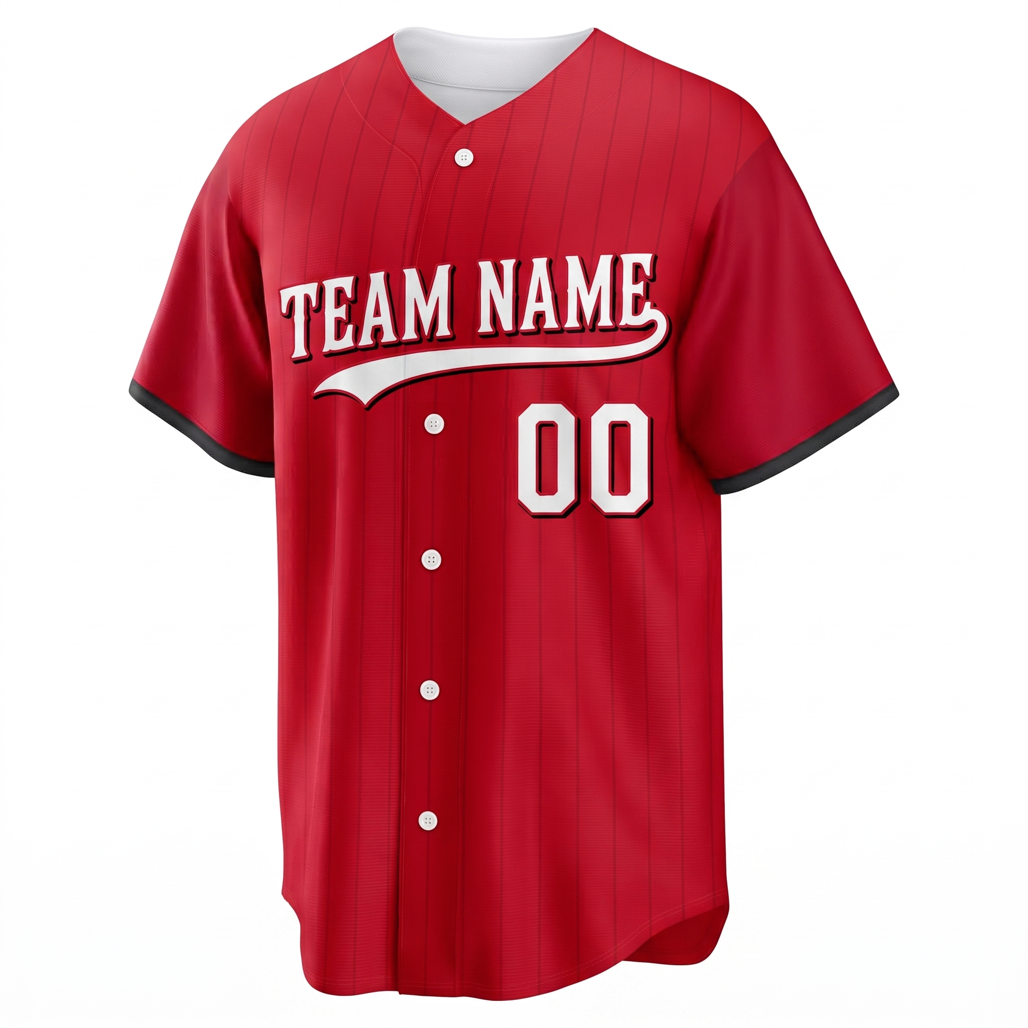 Custom Printed Cincinnati City Connect Style Baseball Jersey Crimson Red Black Trim Button Down Shirt for Men and Women