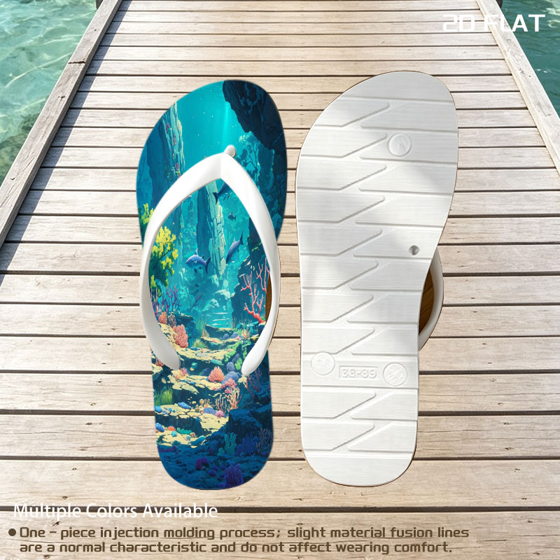Underwater Paradise with Colorful Coral and Swimming Fish -  flip-flops