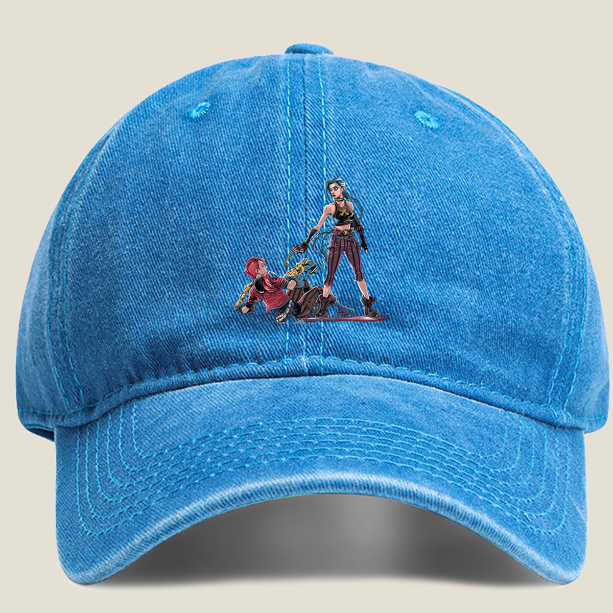 Jinx and Vi from League of Legends - Washed Denim - Baseball Cap