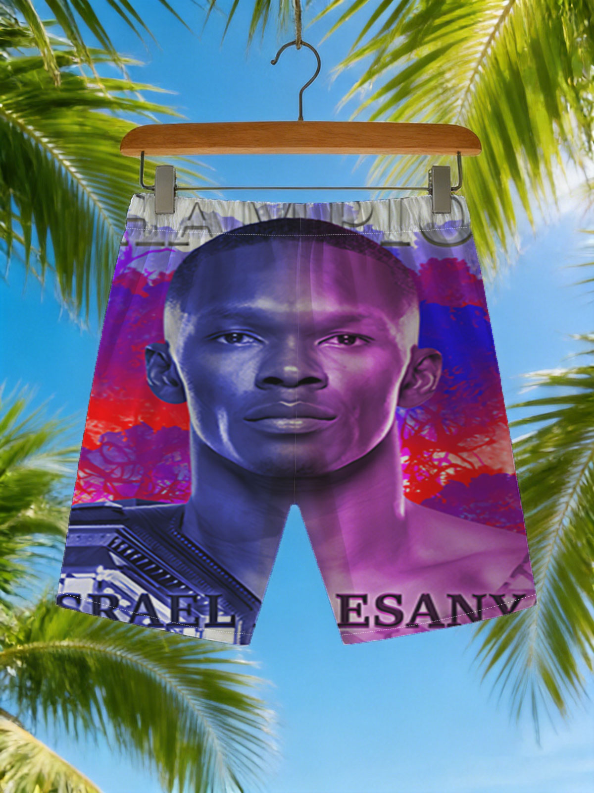 Israel Adesanya Champion UFC Fighter Portrait -  Beach shorts