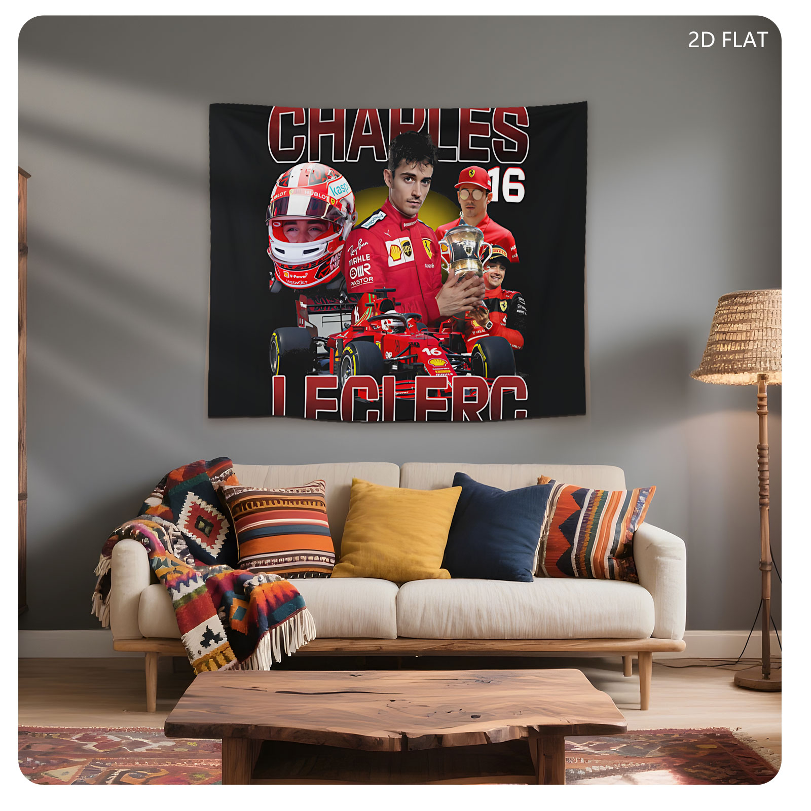 Charles Leclerc Ferrari F1 Driver 16 Trophy Celebration - Tapestry