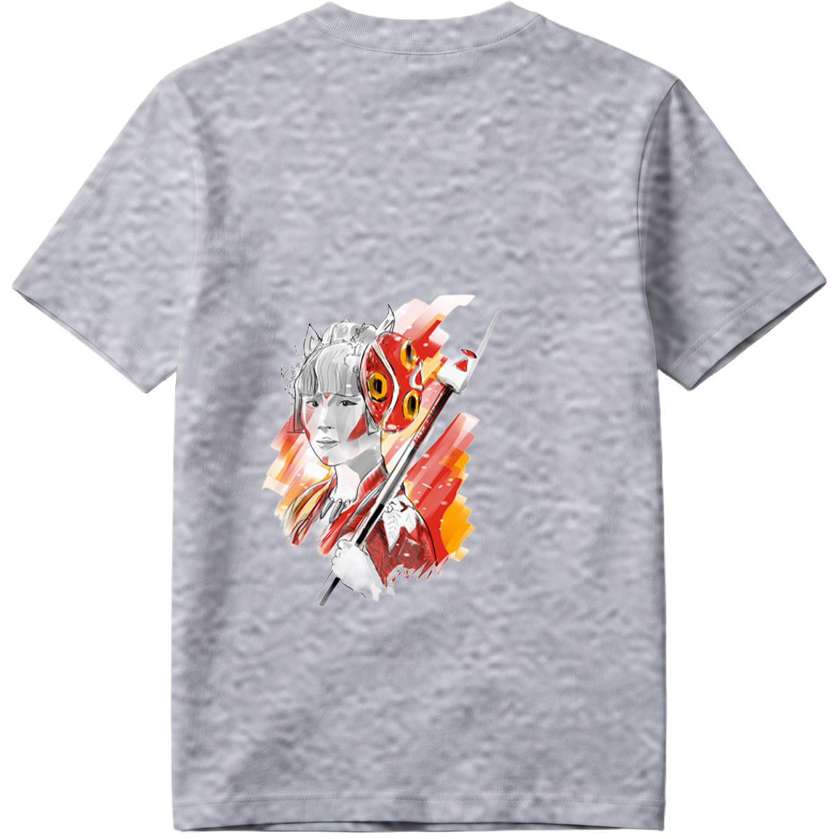 Samurai Girl with Red Mask and Spear - Tee