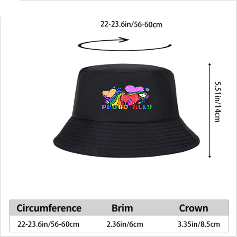 Unisex Classic Bucket Hat with Rainbow Pride Hearts and 