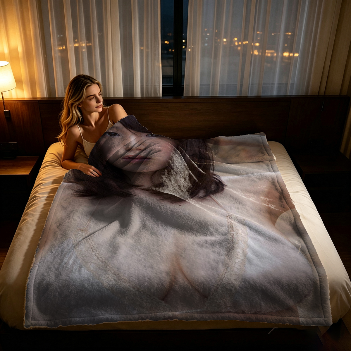 Nude Japanese woman lying in grass - Blanket