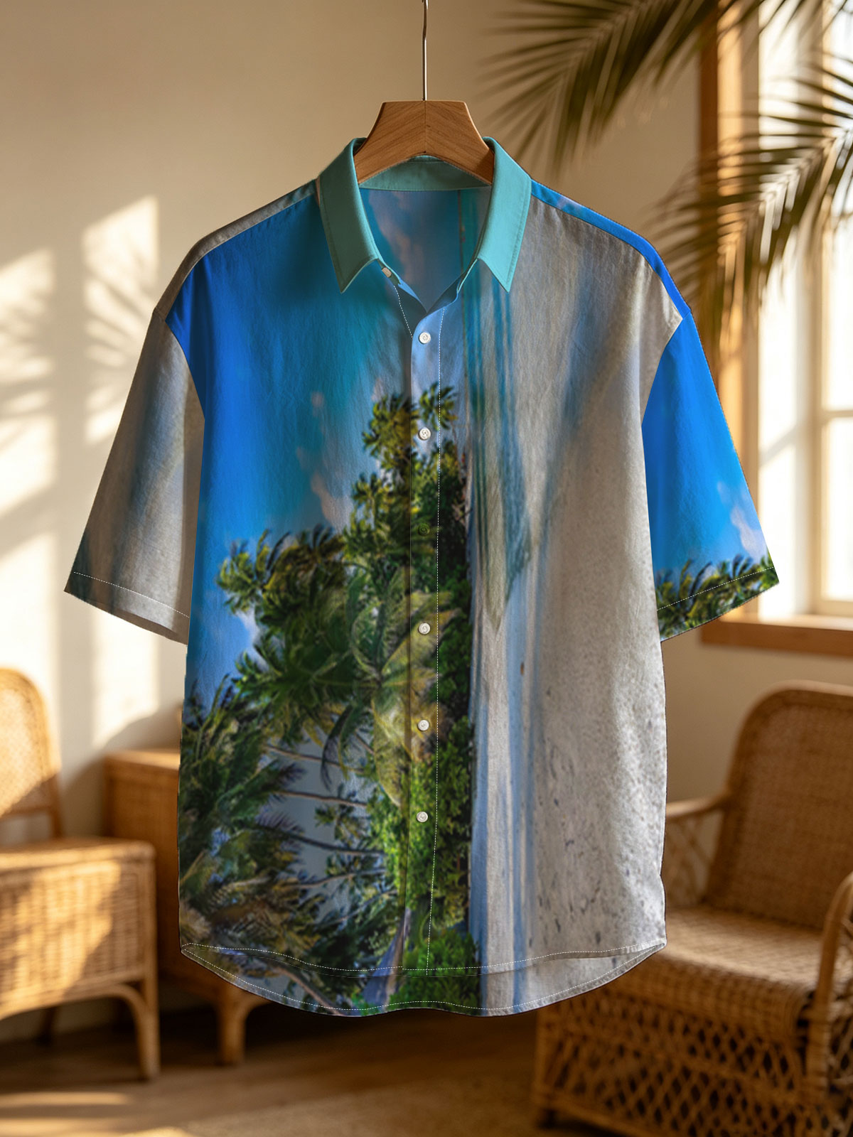 Tropical Beach with Palm Trees and Crystal Clear Water -  Shirt