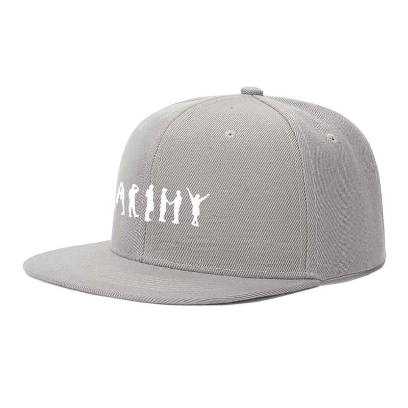 Flat Brim Baseball Cap Army Silhouette Print Streetwear Underground Skate Style for Basketball Court Skate Park Urban Lifestyle Skaters Rappers Streetwear Enthusiasts