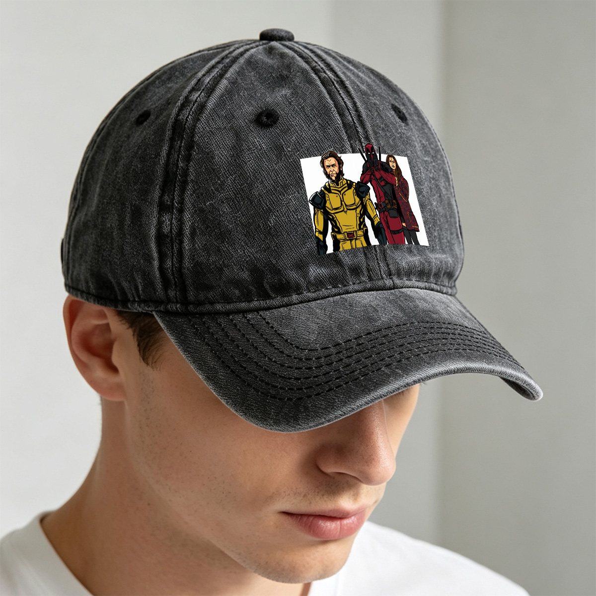 X-Men: Wolverine, Deadpool, and Jean Grey - Washed Denim - Baseball Cap