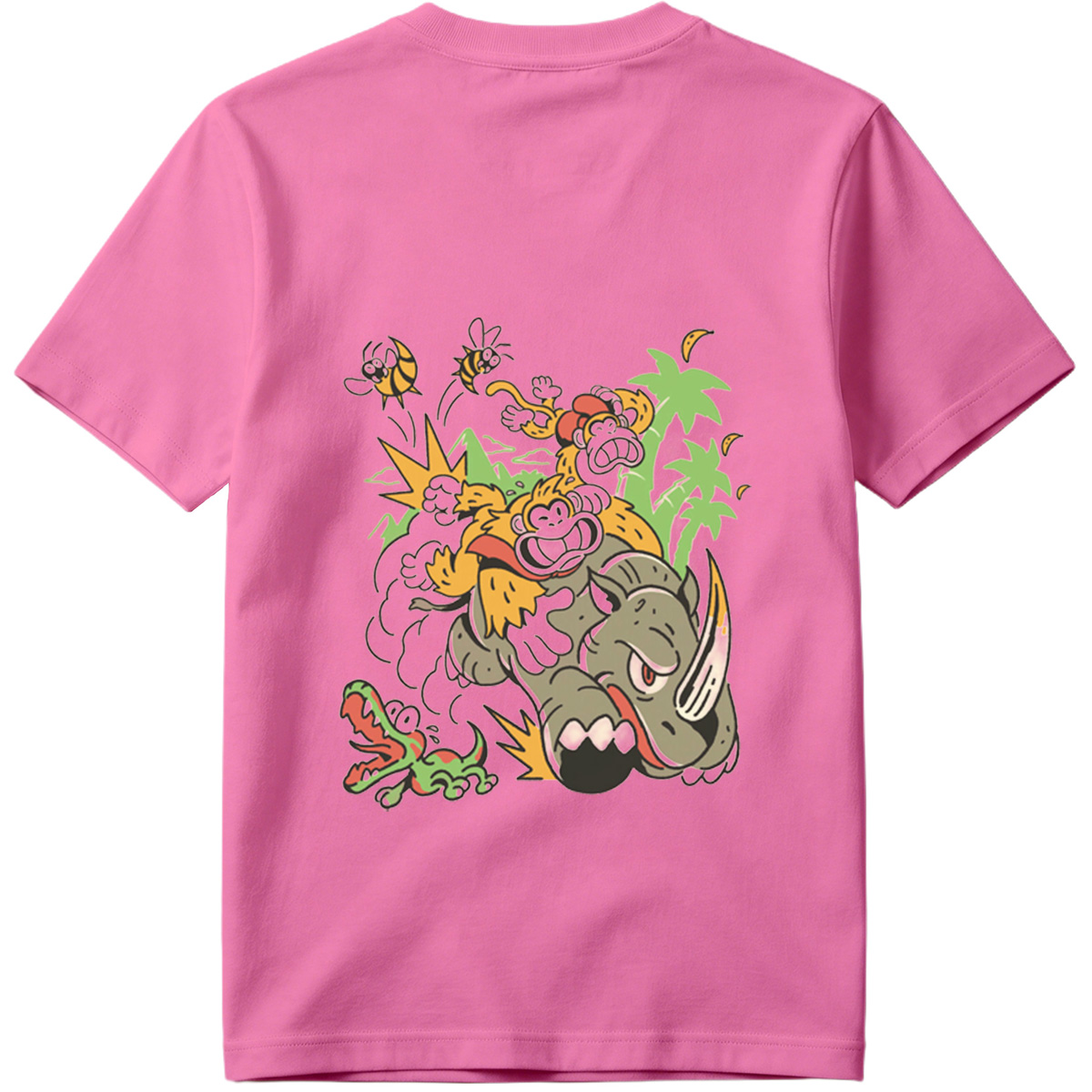 Donkey Kong and Diddy Kong Ride a Rhinoceros Through Jungle Chaos - Tee