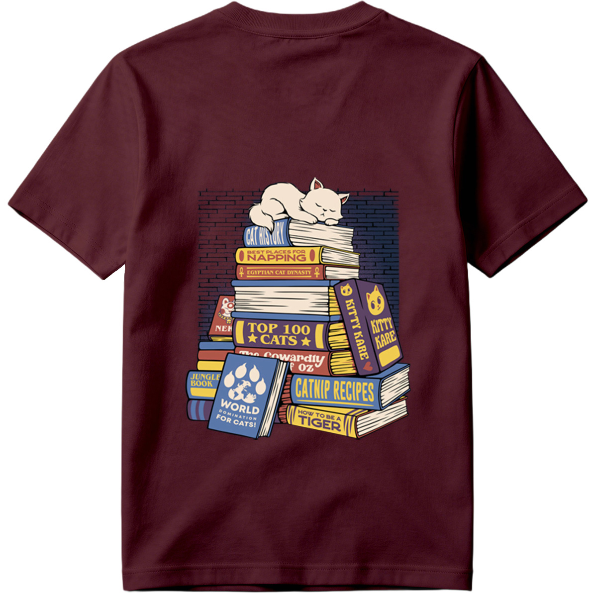 Cat Nap on Book Stack - Tee