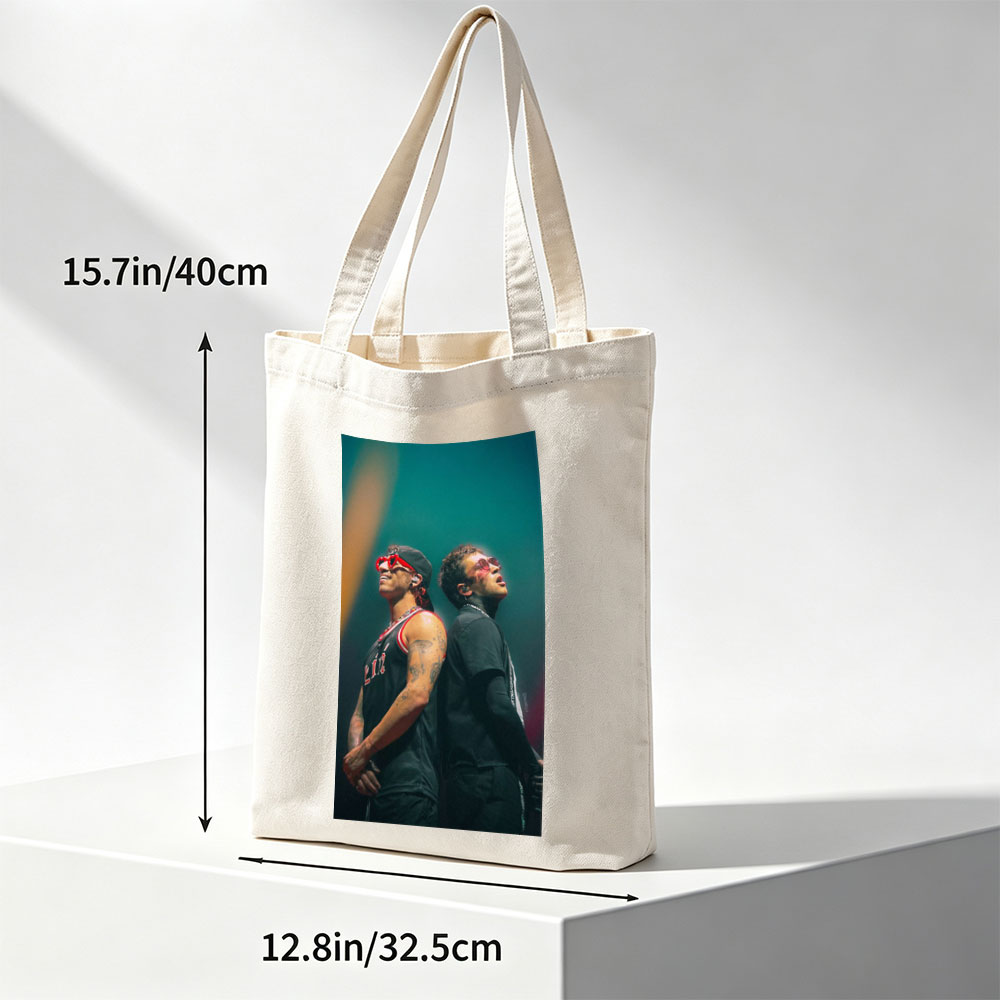 Lil Wayne and The Weeknd on Stage Performing at a Concert - Canvas tote bags