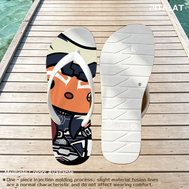 Ahsoka Tano Chibi with Dual Blue Lightsabers -  flip-flops