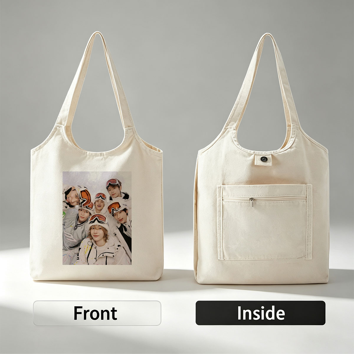 NCT Dream Skiing Adventure in Winter Wonderland Group Photo - Canvas shoulder bags/