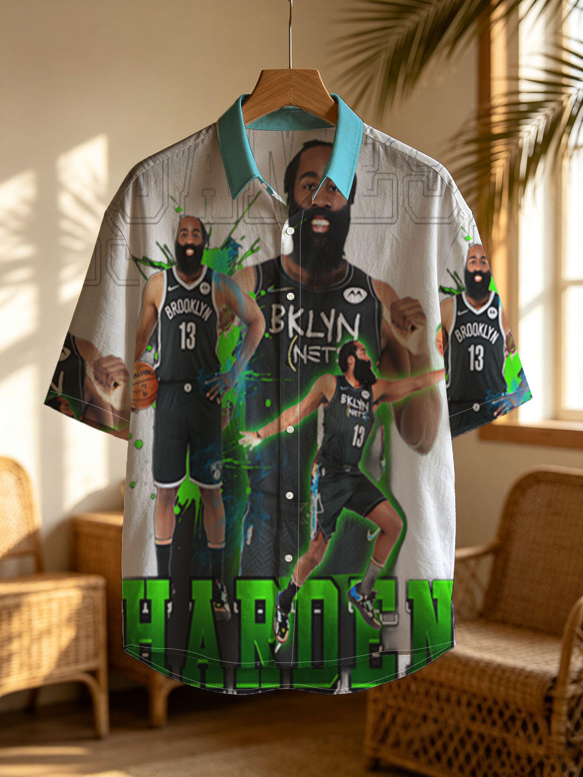 James Harden in Brooklyn Nets Jersey, Dynamic Basketball Action Pose -  Shirt
