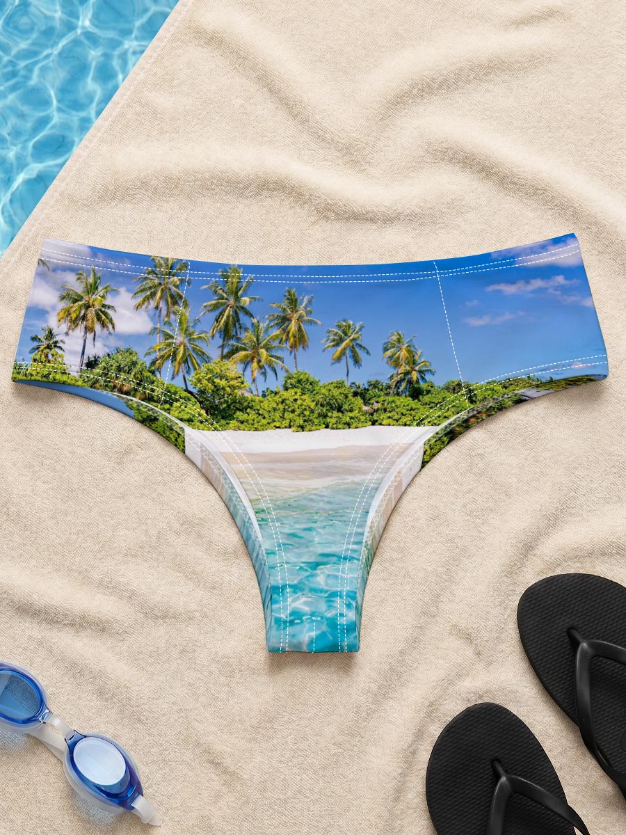 Crystal Clear Waters and Palm Trees on a Tropical Beach -  Men's swim trunks