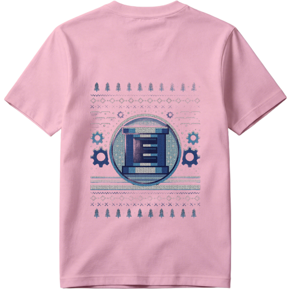 Pixel Winter Emblem: Column & Gears Holiday Design - Tee