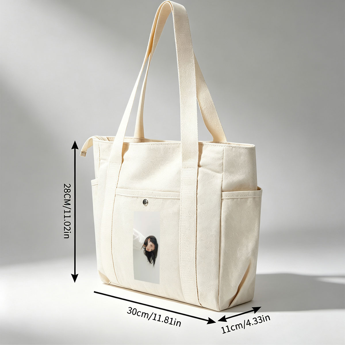 IU in a Minimalist Portrait with Soft Lighting and Neutral Background - Multi-pocket bags