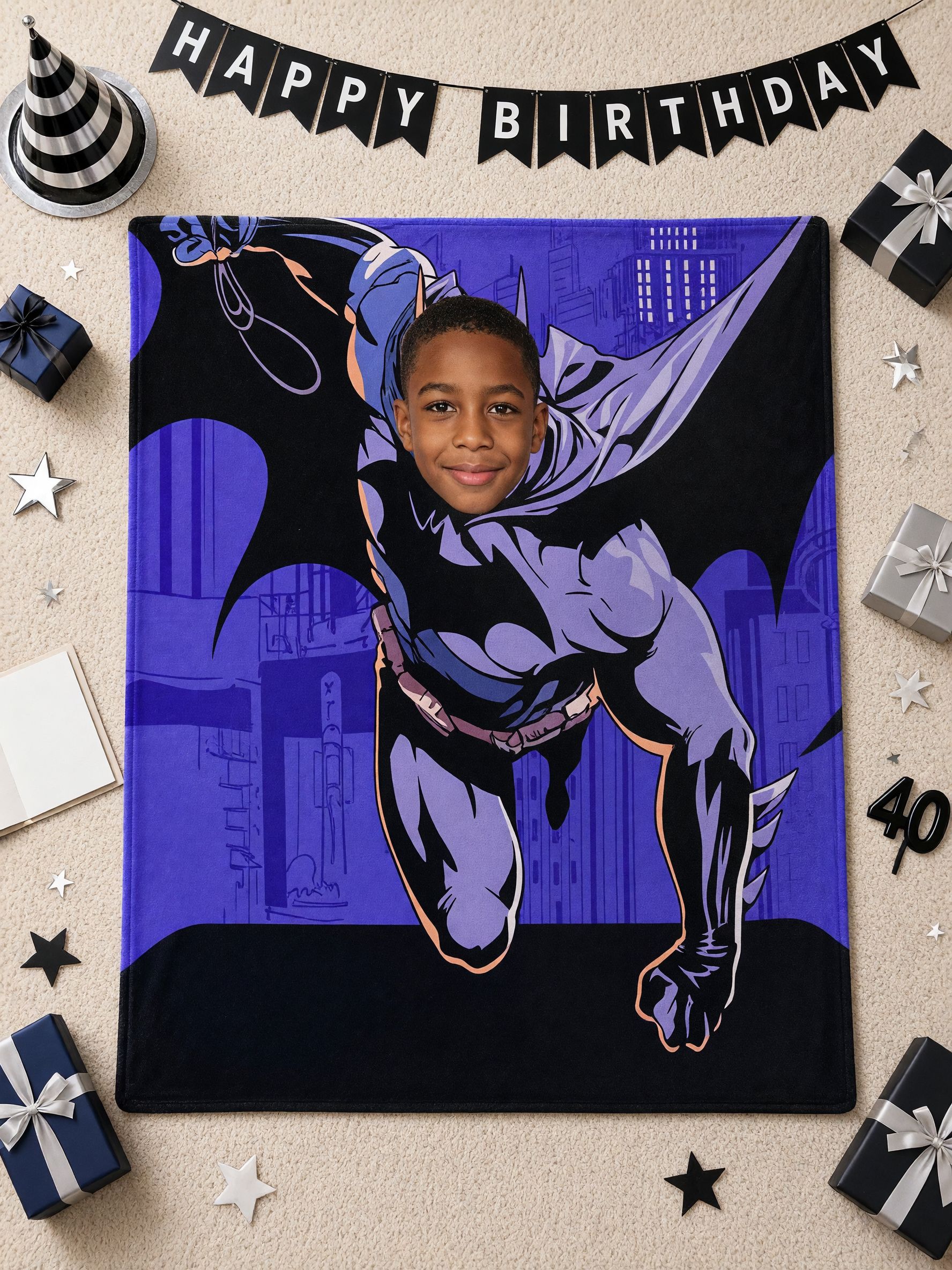 Custom Superhero Face Photo Flannel Blanket Personalized Comic Character Soft Warm Fleece Throw Ideal Personalized Gift