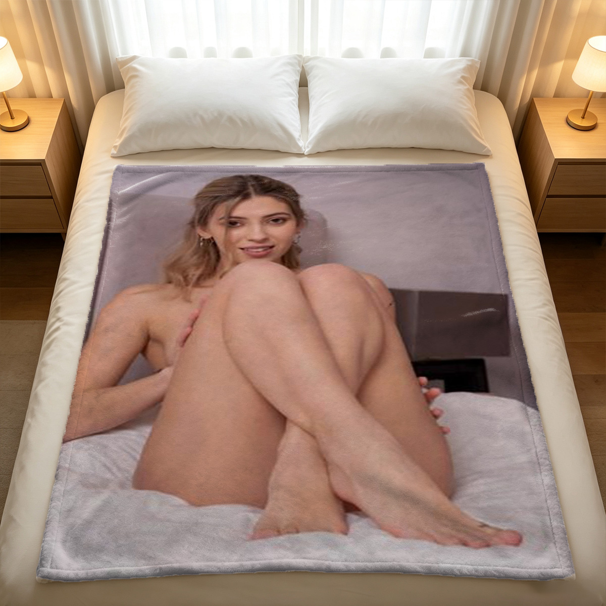 Reading in Sheer Polka Dot Bodysuit - Blanket