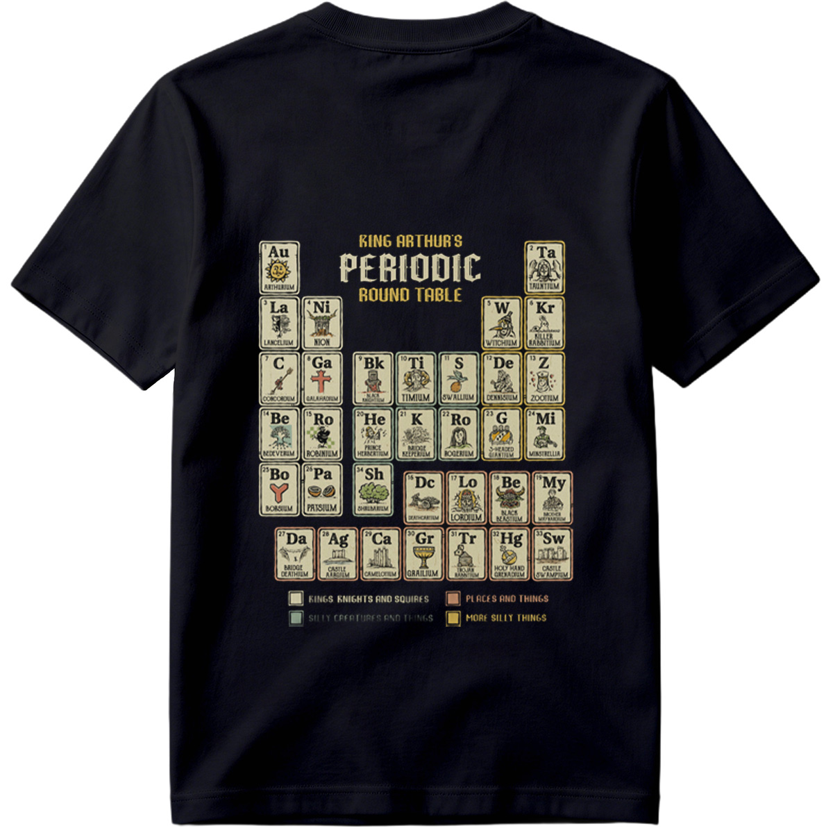 King Arthur's Periodic Round Table: A Fantasy Elemental Chart - Tee