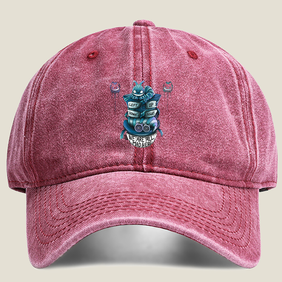 Cheshire Cat and Pokémon Fusion: We Are All Mad Here - Washed Denim - Baseball Cap