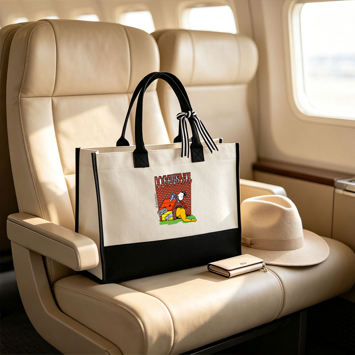 Snoopy in a Punk Rock Style with Parental Advisory Warning - Canvas patchwork gift tote bag