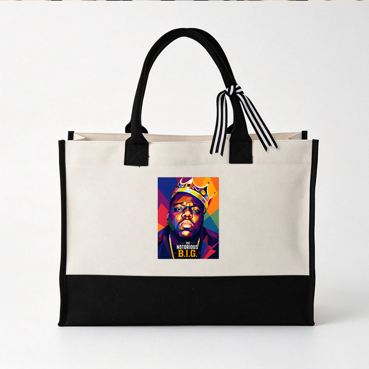 The Notorious B.I.G. - King of Hip Hop - Canvas patchwork gift tote bag