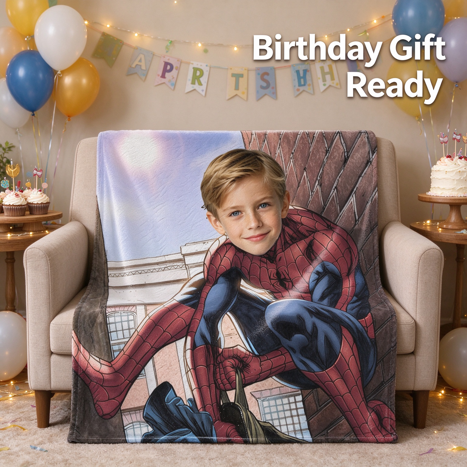 Custom Face Superhero Flannel Blanket, Ultra Soft Comic Portrait Throw, Ideal Personalized Gift for Kids and Comic Fans