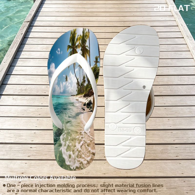 Tropical Beach with Palm Trees and Crystal Clear Water -  flip-flops