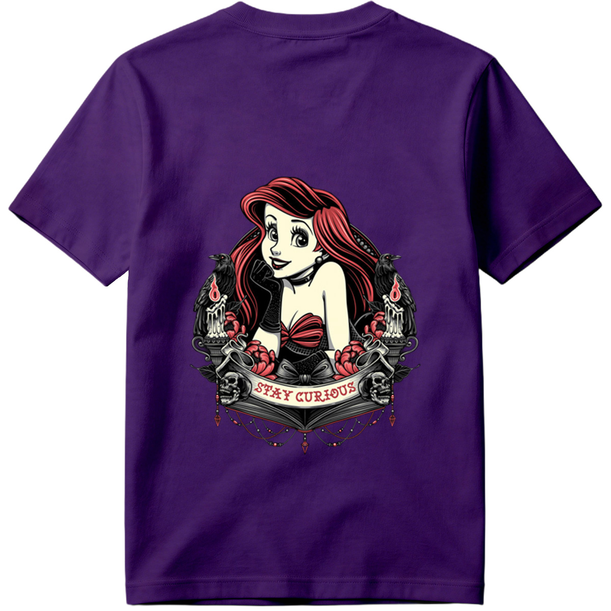 Ariel Stay Curious Gothic Design - Tee