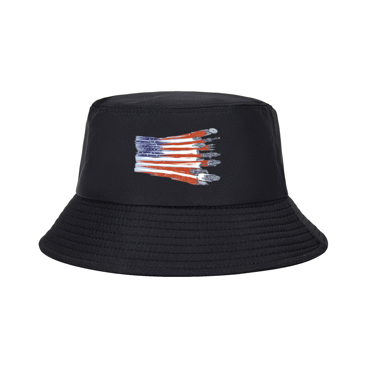 Star Trek and Star Wars Ships in American Flag Design - Fisherman's Hat