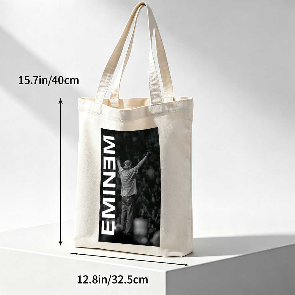 Eminem Live Performance Black and White Concert Photo - Canvas tote bags