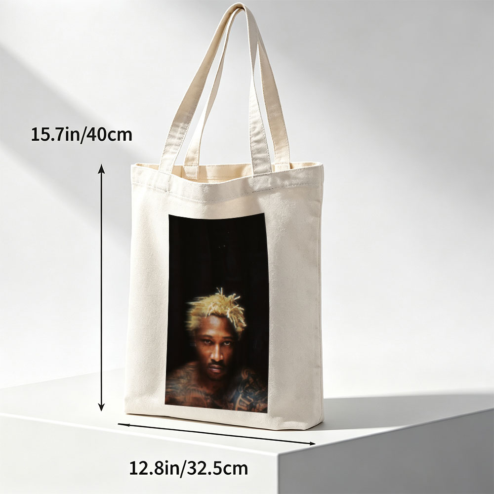 Future Rapper with Blonde Dreads and Tattoos in Dark Portrait - Canvas tote bags