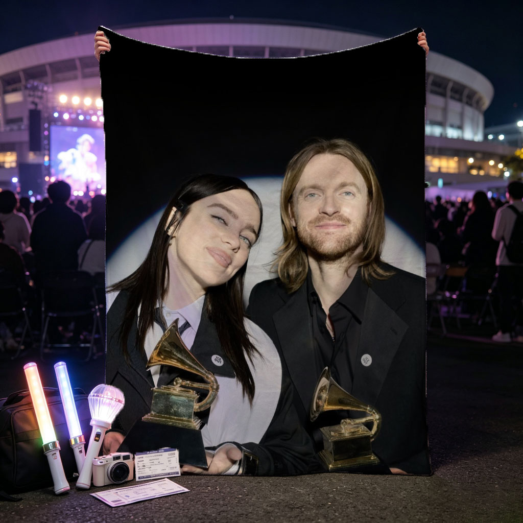 Billie Eilish and Finneas O'Connell at the Grammys Holding Awards - Blankets