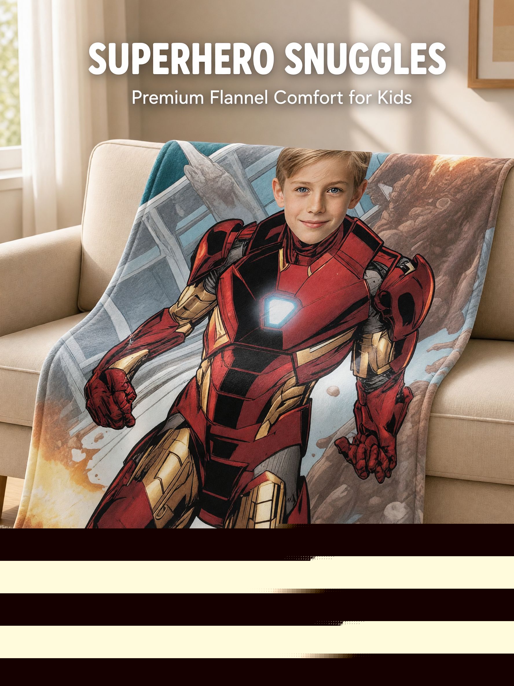 Custom Face Superhero Flannel Blanket, Personalized Photo Plush Throw for Kids and Adults, Cozy Bed and Couch Gift