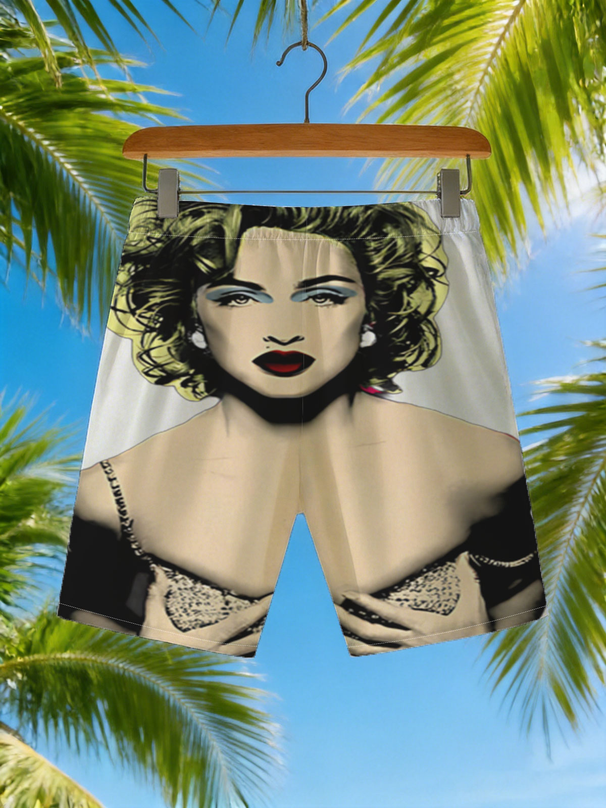 Marilyn Monroe in a Glamorous Pose with Bold Makeup and Iconic Hairstyle -  Beach shorts