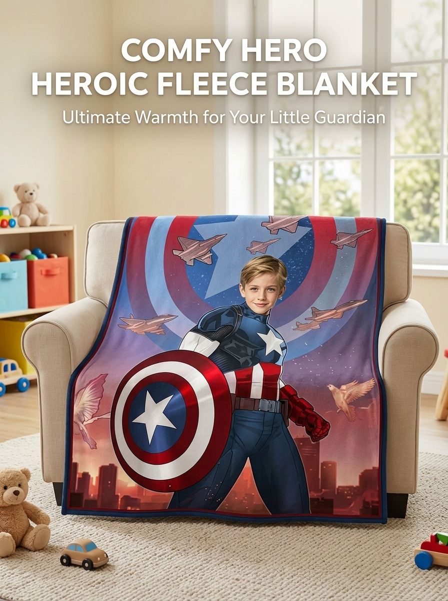 Personalized Superhero Photo Blanket Custom Face Flannel Fleece Throw Skin Friendly Warm Bed Sofa Quilt Gift
