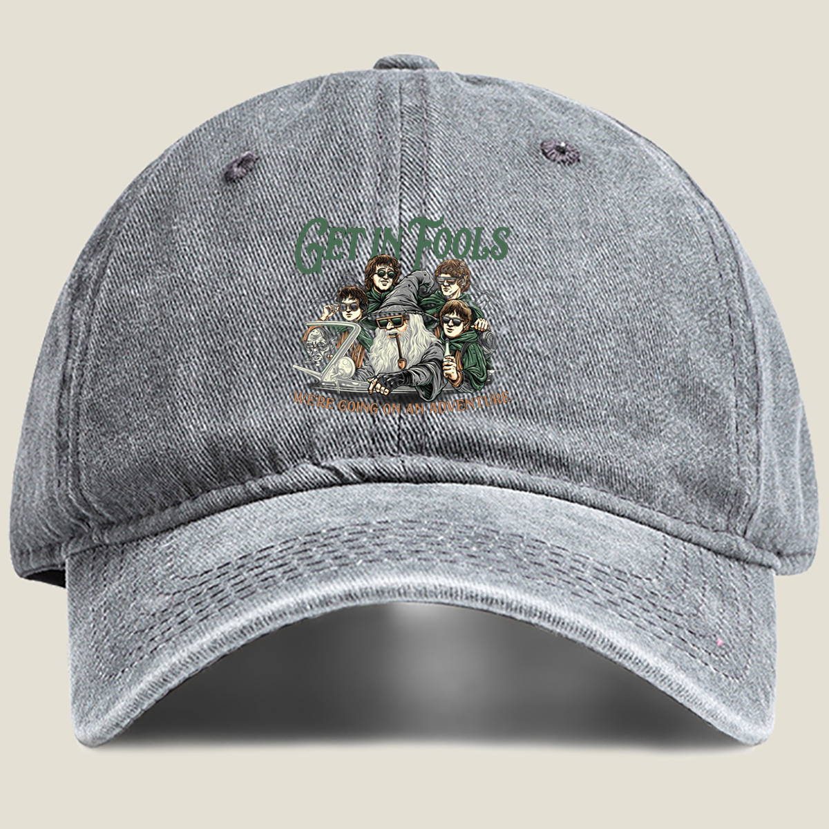The Lord of the Rings: Frodo, Sam, Merry, Pippin, and Gandalf with a Modern Twist - Washed Denim - Baseball Cap