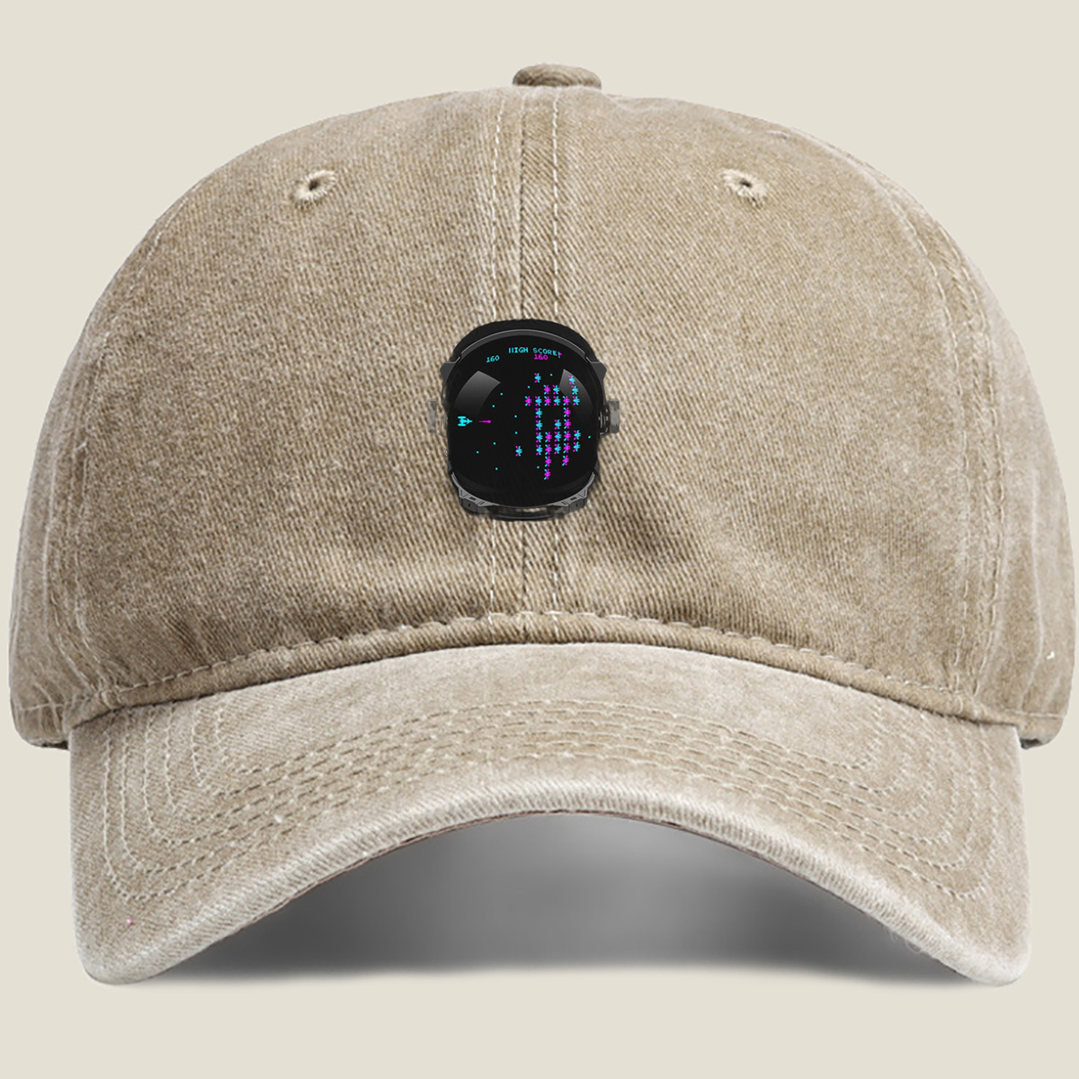 Space Invaders Astronaut - Washed Denim - Baseball Cap