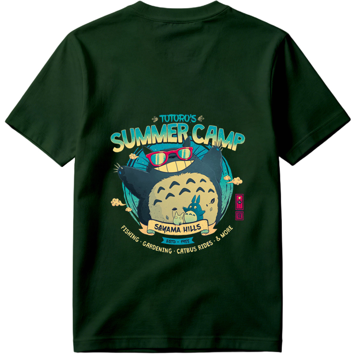 Totoro's Summer Camp: Totoro, Little Totoros, and Catbus in Sakama Hills - Tee