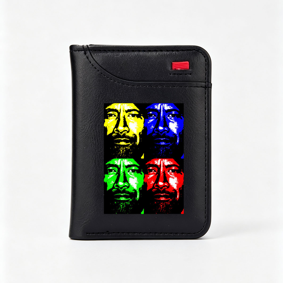 Four-Colored Portrait of a Bearded Man in Pop Art Style - Vertical Style Wallet