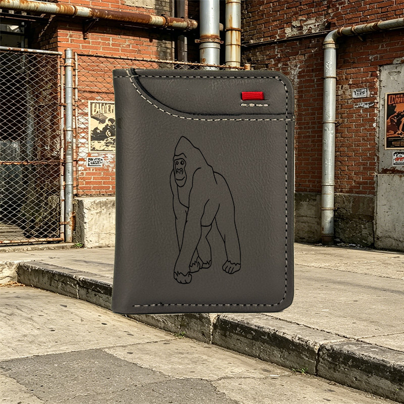 Unisex Vertical Wallet with Gorilla Outline Print Design – Compact Everyday Carry Wallet for Men and Women, Ideal for Daily Use, Commuting, and Outdoor Activities, Suitable for Adults Seeking Stylish and Functional Accessories