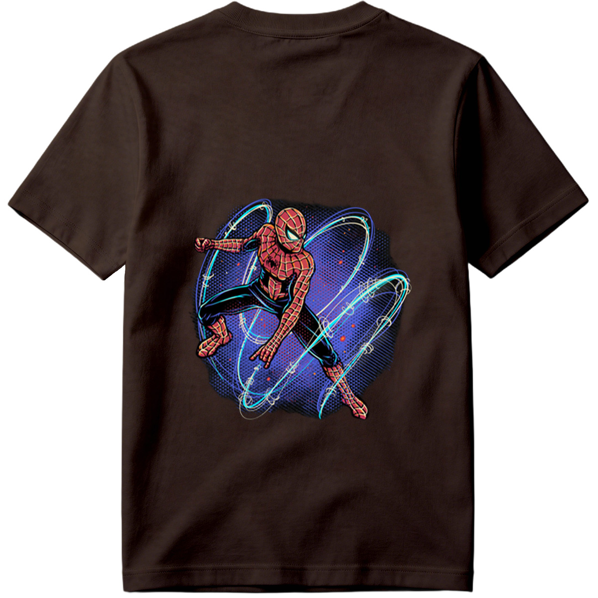 Spider-Man in Action with Dynamic Web Swirls - Tee