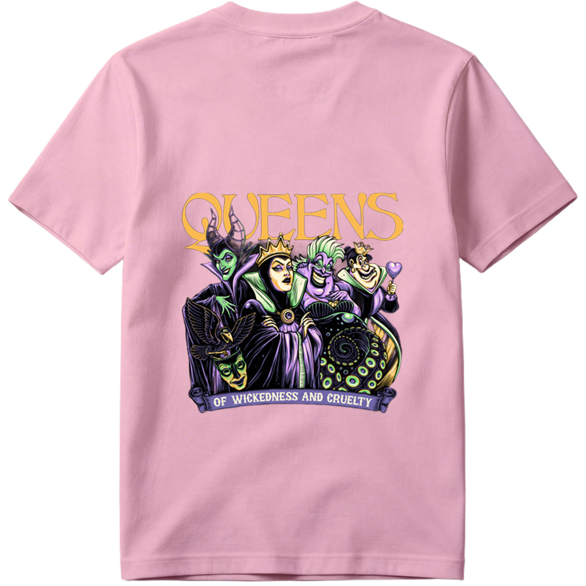 Queens of Wickedness and Cruelty: Maleficent, Evil Queen, Ursula, and Queen of Hearts - Tee