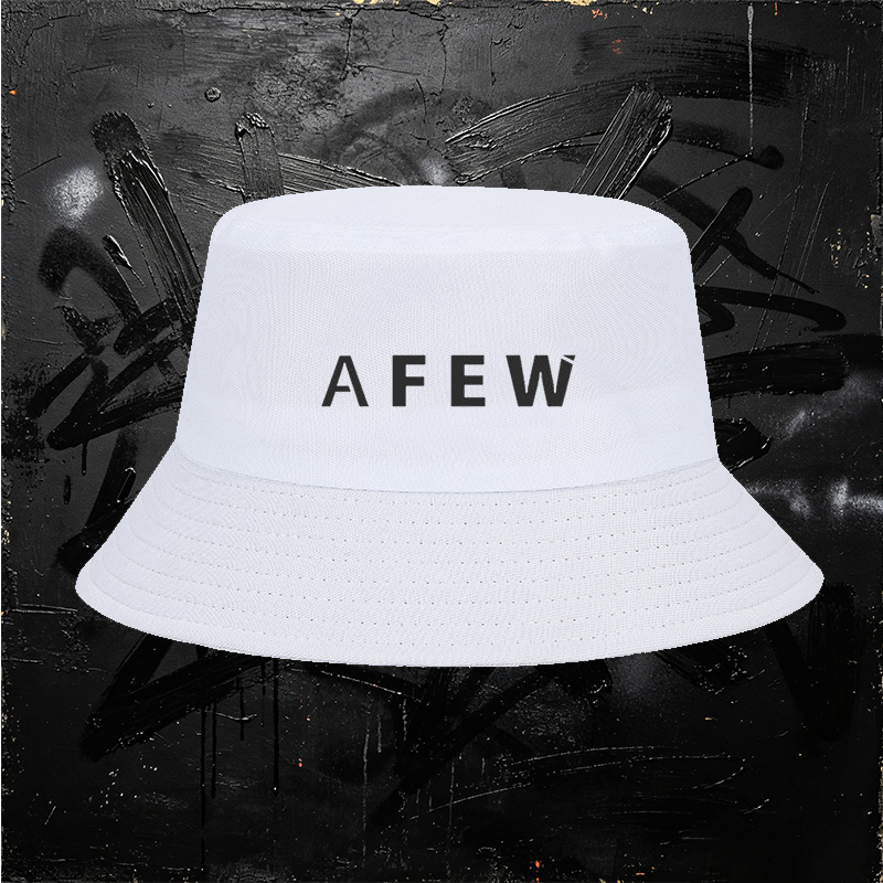 Unisex Bucket Hat with AFEW Logo Print - Classic Cotton Sun Hat for Outdoor Activities, Travel, and Casual Wear - Perfect for Men and Women Seeking Stylish Headwear in Urban, Beach, or Hiking Settings